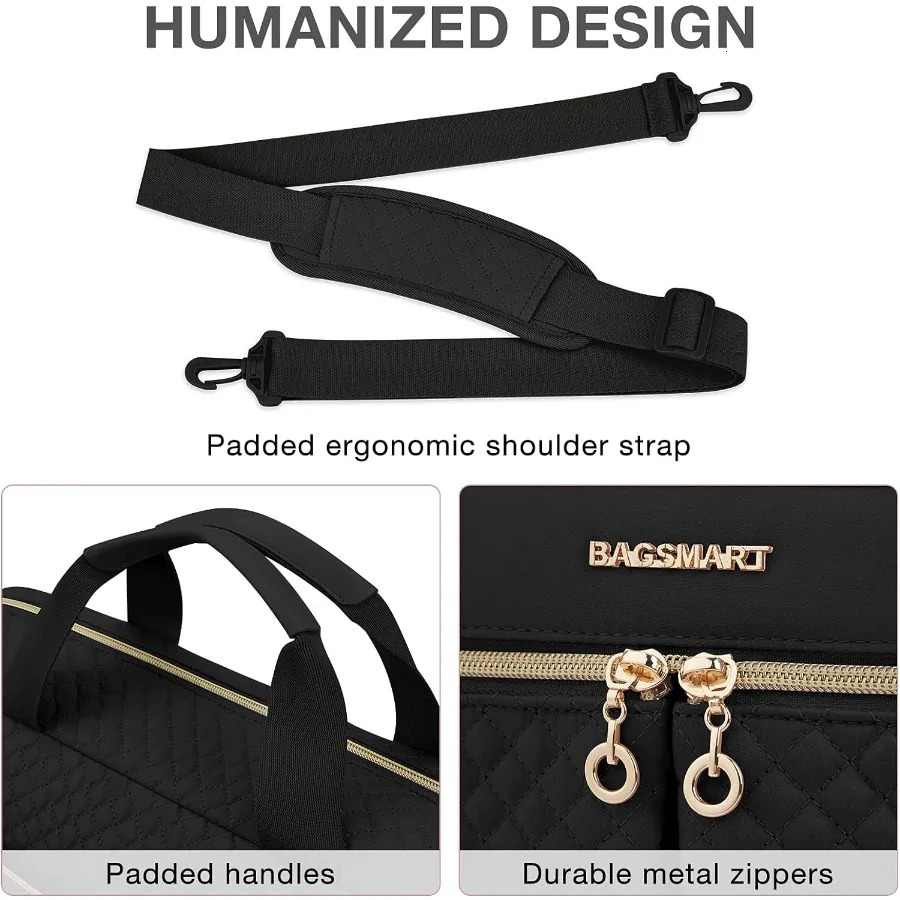 Ship from US BAGSMART 173 156inch Laptop Bag Womens Computer Messenger Office Travel Business Black 250227FBB