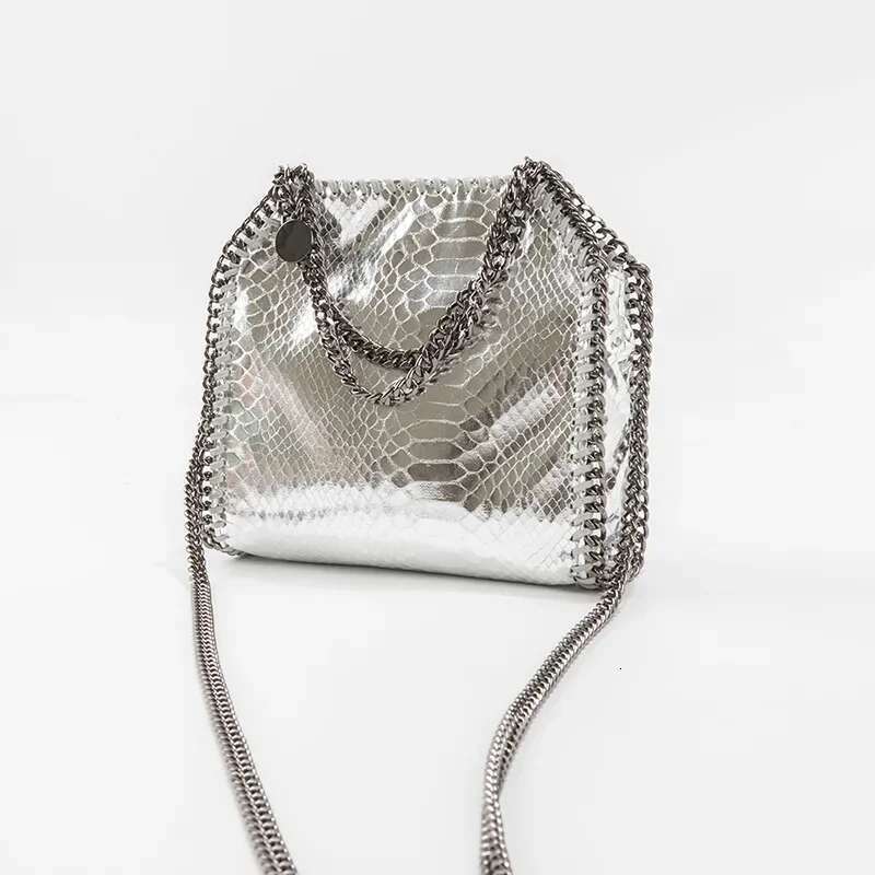 Women's Bags Brand Women's Metal Chain Small Square Crossbody Bags Trendy Snake Pattern Lady Messenger Phone Bag Females Handbags