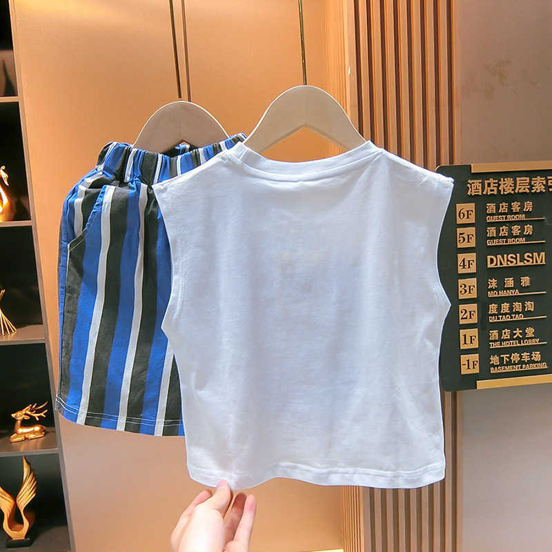 T-shirts Cotton boys cartoon vest summer style sleeveless t-shirt summer girls versatile top childrens camisole cartoon summer outfitY250227UCWE