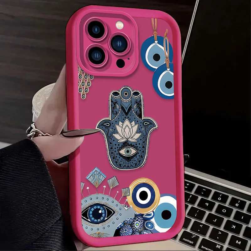 Evil Eye Art Love Heart Matte Phone Case For iPhone 16 15 14 13 12 11 Pro Max X XS X S Max XR SE 2020 7 8 Plus Silicone Cover Z250227