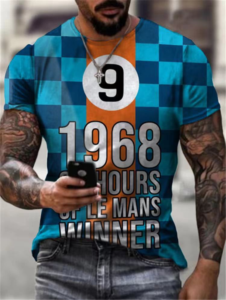 Designer's Casual Trend 2025 New Summer Casual T-shirt Digital Printing Fashionable Round Neck Men's Short Sleeved Shirt