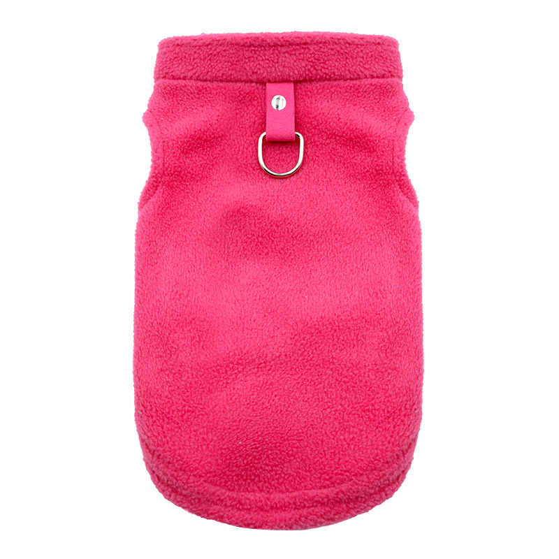 Thickened Solid - colored Fleece Pet Clothes with Leash Loops for Dogs: European and American Style, Ideal for Amazon Sales