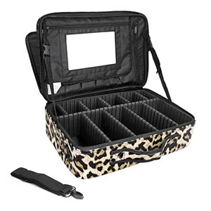 Ship from US AIMEI Extra Large Cosmetic Bag Vanity Case Makeup storage bag and Organizer Leopard print model With mirror Size S Mini 250227FBB