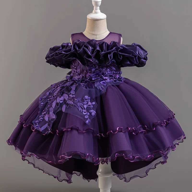 Girl's Dresses 3-10 Years Girls Tailing Dress Summer Sequins Sleeveless Kids Wedding Dresses Birthday Party Performance Costumes For Girl Y250227