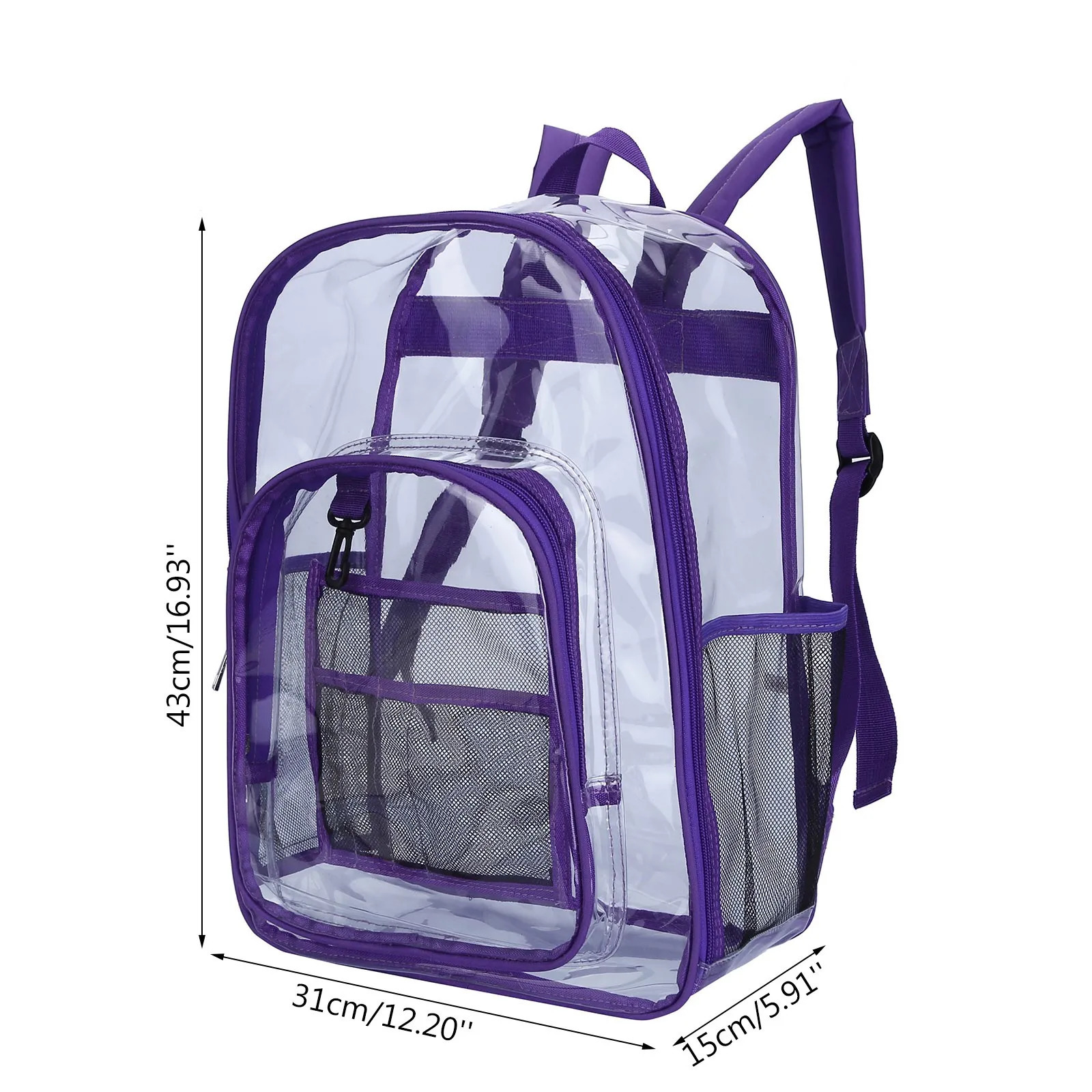 Ship from US Backpack Water Bottle Storage Large Capacity Student Transparent Pvc Texture Of Material Nature Hike 250227FBB