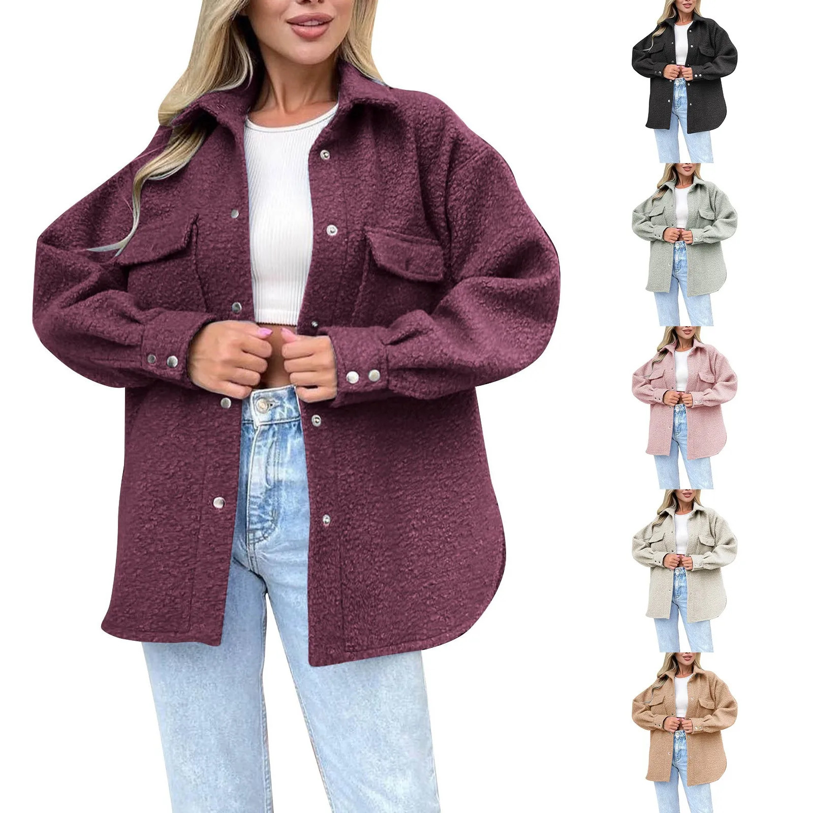 Thick and warm chiffon fashionable jacket womens wool sweater oversized button down long cardigan 250227