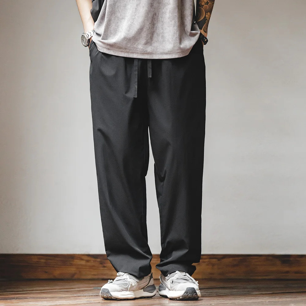 Maden Retro Ironless Easy Straight Pants Casual Anti Wrinkle Flat Front Pants Uncle Fu Comfort Cool Baggy Trousers 250225