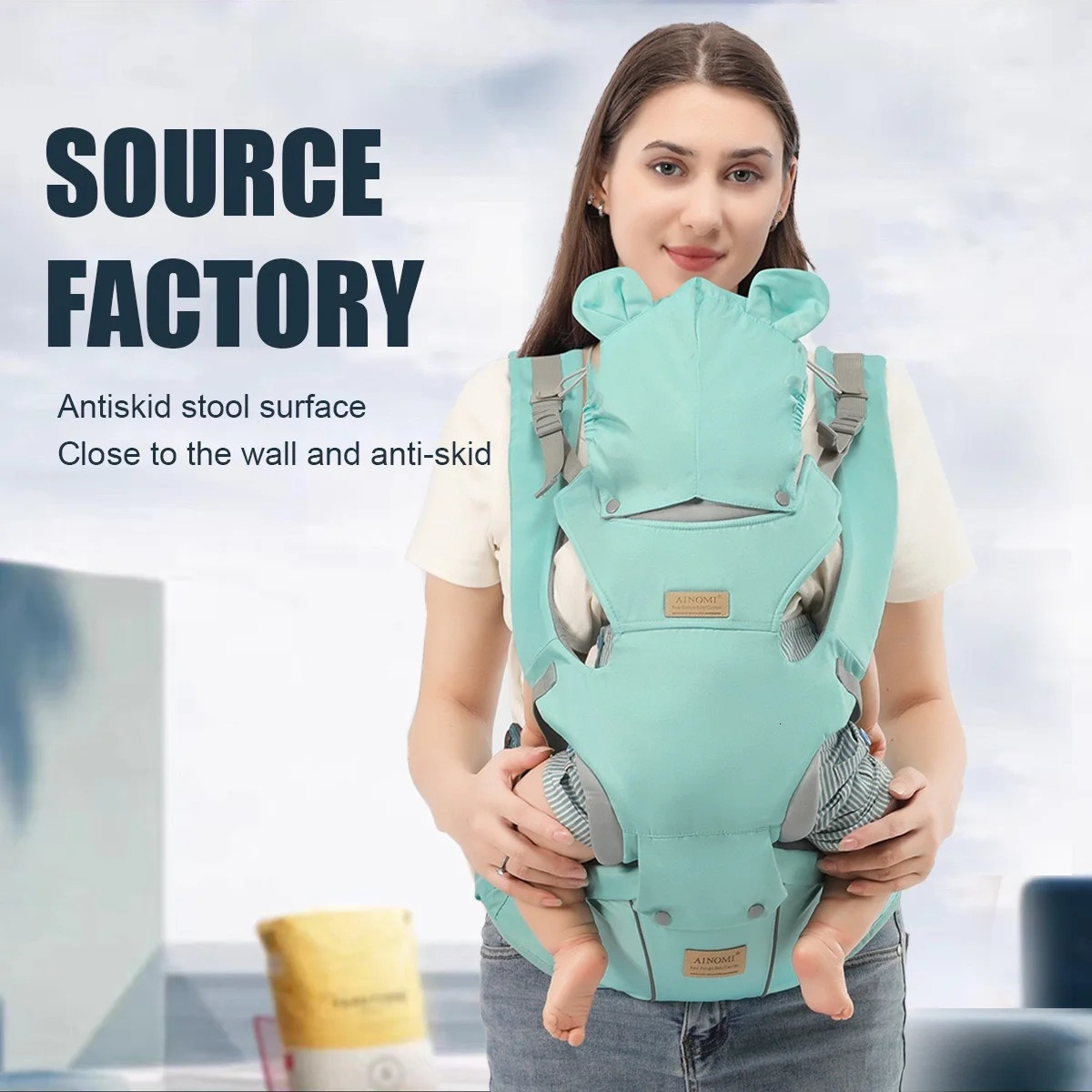3 in 1 Baby Wrap Toddler Backpack Baby Bag with Windproof Hat Luminous Strip Babies Sling Hip Seat Bebe s born 250227