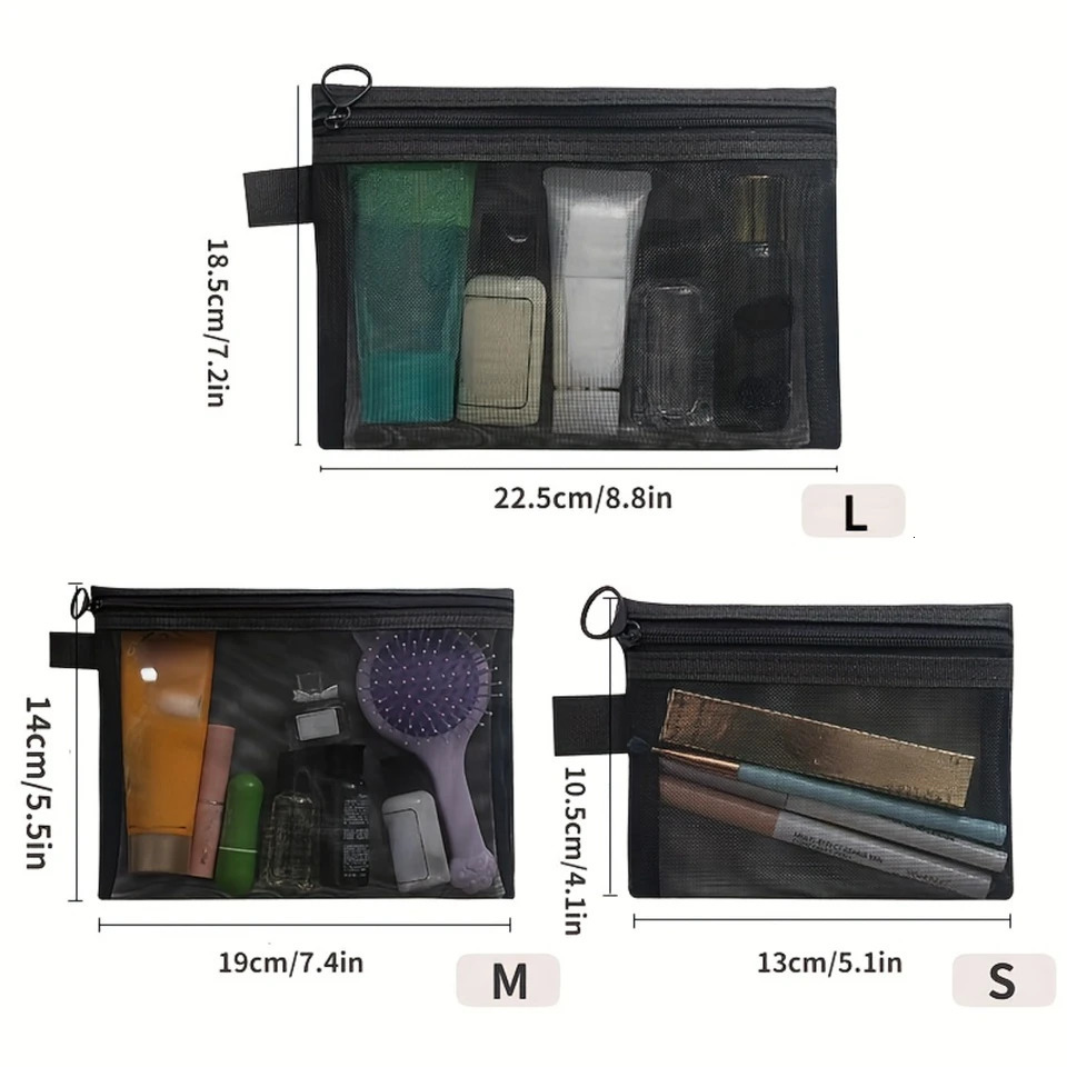 Ship from US 13pcs Transparent Mesh Cosmetic Bag Multifunctional Travel Portable Lipstick Skin Care Product Wash 250227FBB