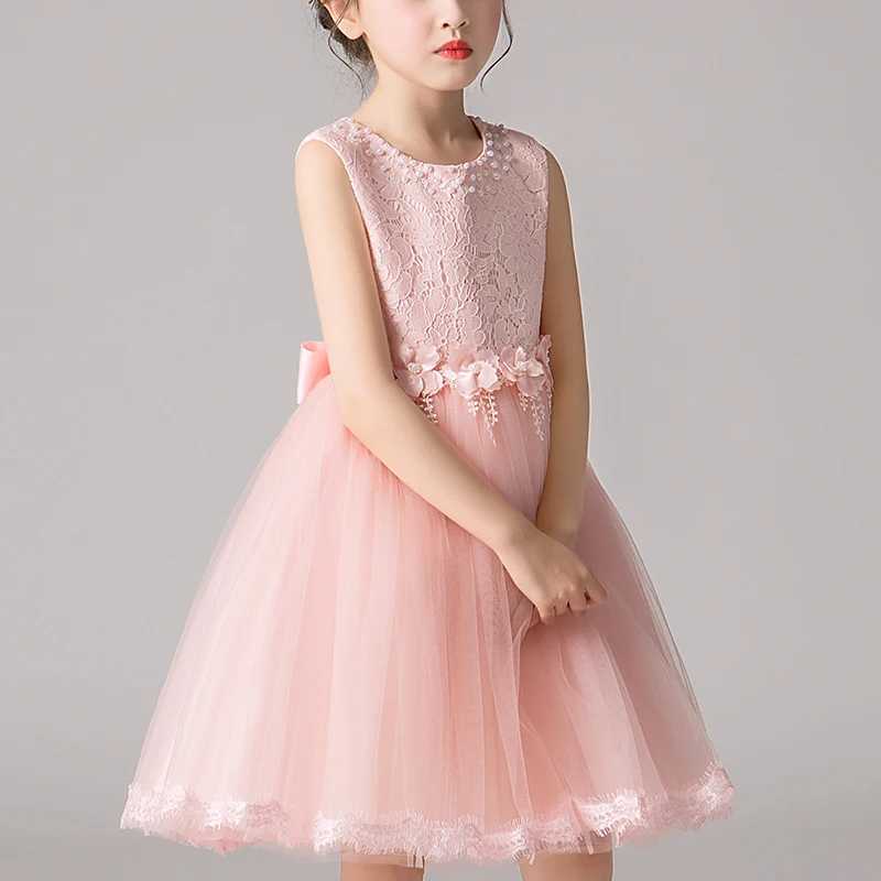Girl's Dresses Kids Girls Dress Wedding Party Clothes Flower Beading Gown Princess Summer Girls Frock Costumes Childrens Elegant Dress Y250227D8Y