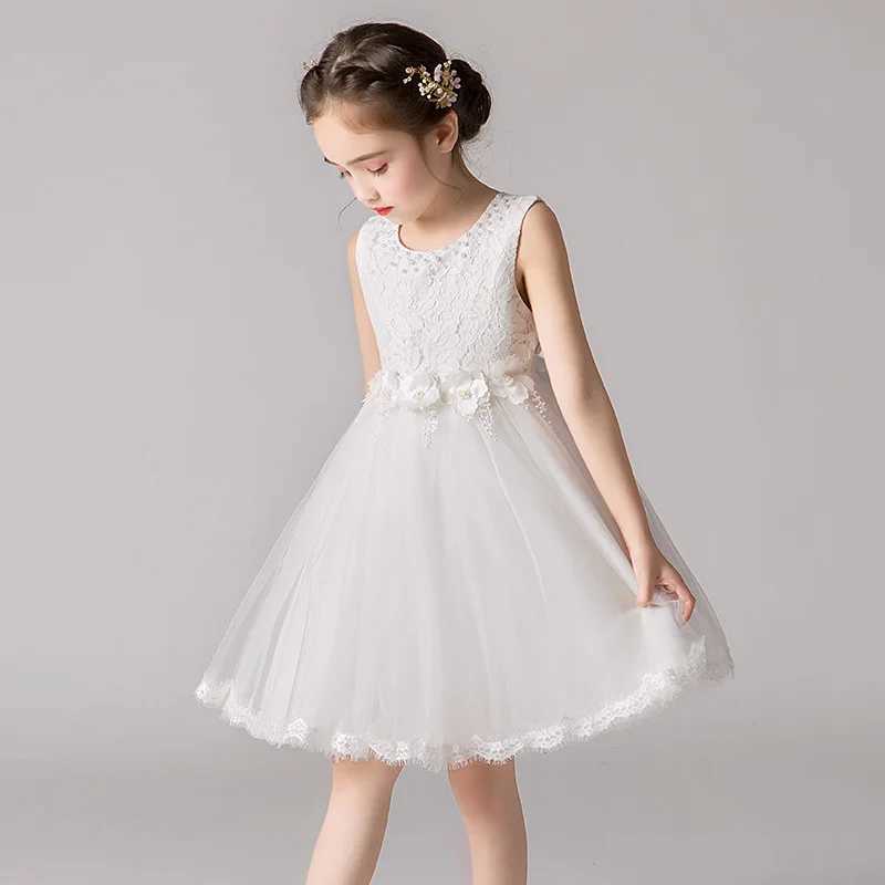 Girl's Dresses Flower Girl Dresses for Kids Weddings Party Princess Bridesmaid Birthday Lace Bow Appliques Teens Children Birthday Ball Gowns Y25