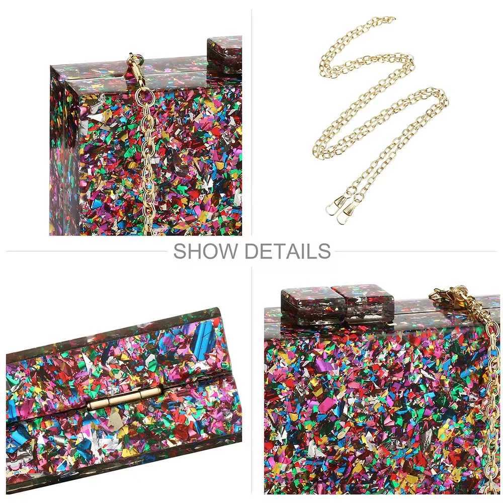 New Arrival Hot Wallet Stylish Multi-Color Sequin Evening Bag Luxury Acrylic Handbag Women Bridal Party Prom Blingbling Wedding Clutch Purse T250227
