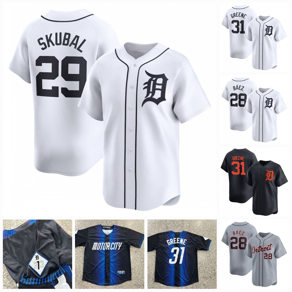 Tarik Skubal 2025 Tigers Jerseys Gleyber Torres Riley Greene Spencer Torkelson Javier Baez Flaherty Matt Vierling Rogers McKinstry