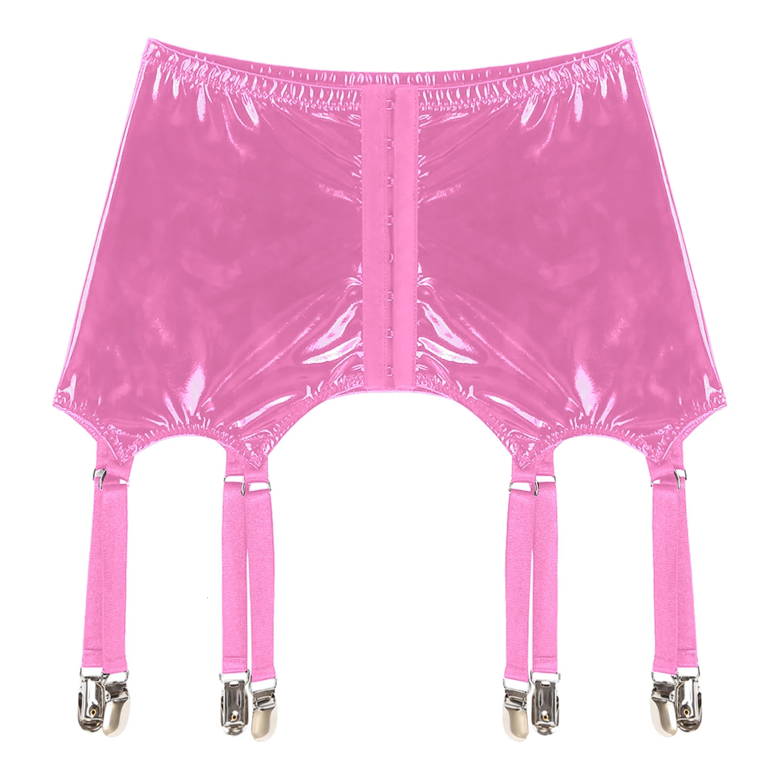 Womens Patent Leather Garters with Metal Clips Underwear Nightclub Rave Party Pole Dancing Stage Performance Costume Nightwear 250227