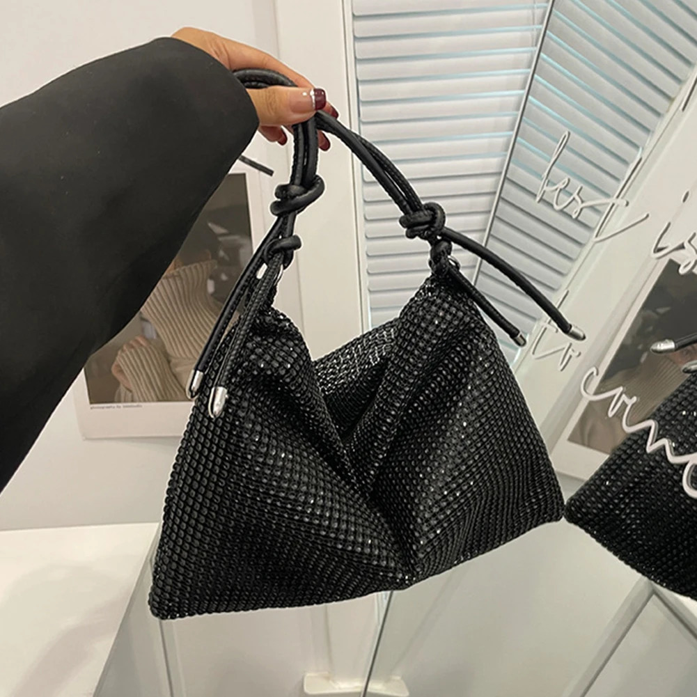 Ship from US Womens Diamond Shoulder Bag Elegant Sparkle Satchel Clutch Zipper Fashion Tote Handbag Versatile Strap Adjustable Evening 250227FBB