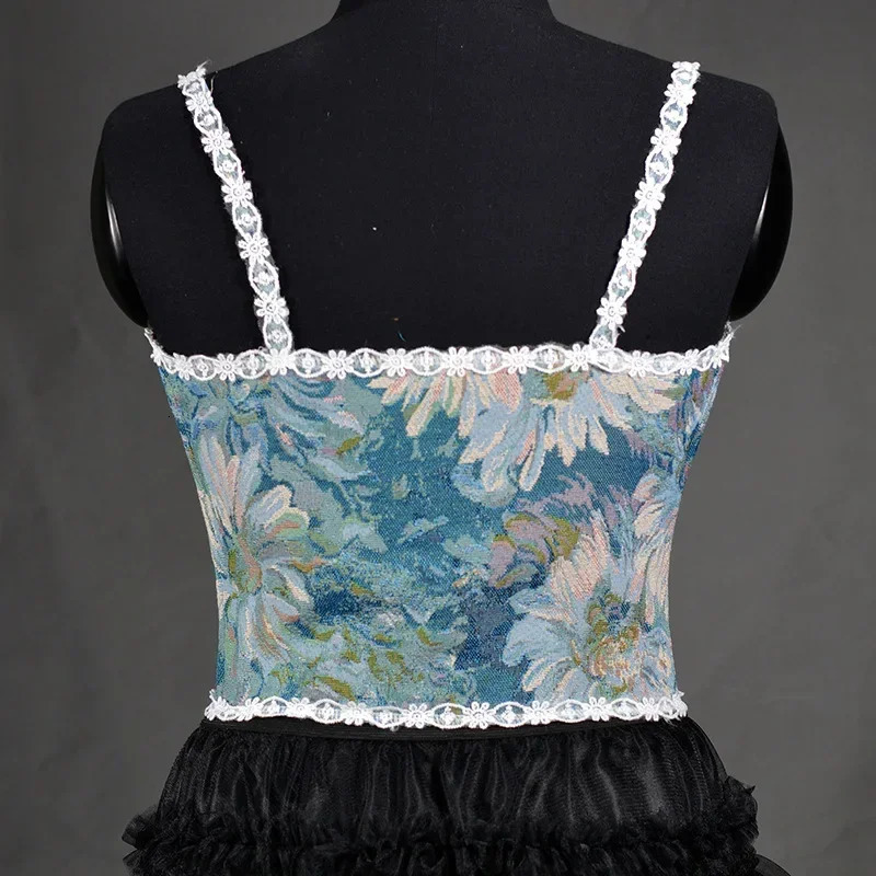 Fashion Lolita Shirt Women Tank Tops Harajuku Vintage y2k Corset Woman Clothing Blouses Sexy Ladies Crop Top Womens 250226