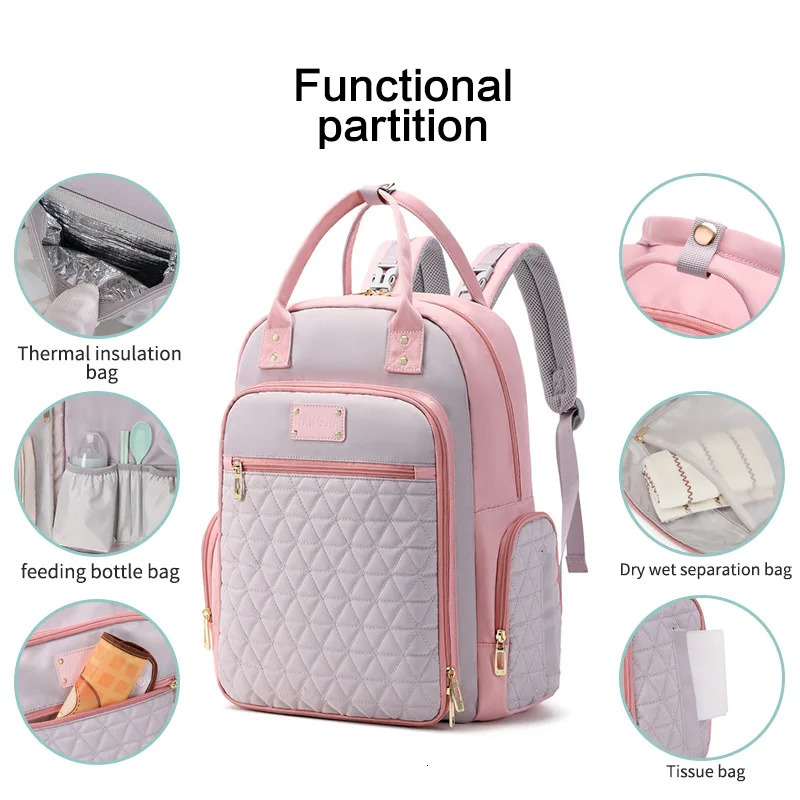 Fashion Mommy Diaper Bags Mother Large Capacity Travel Nappy Backpacks multi-functional Convenient Baby Nursing Bags 250227