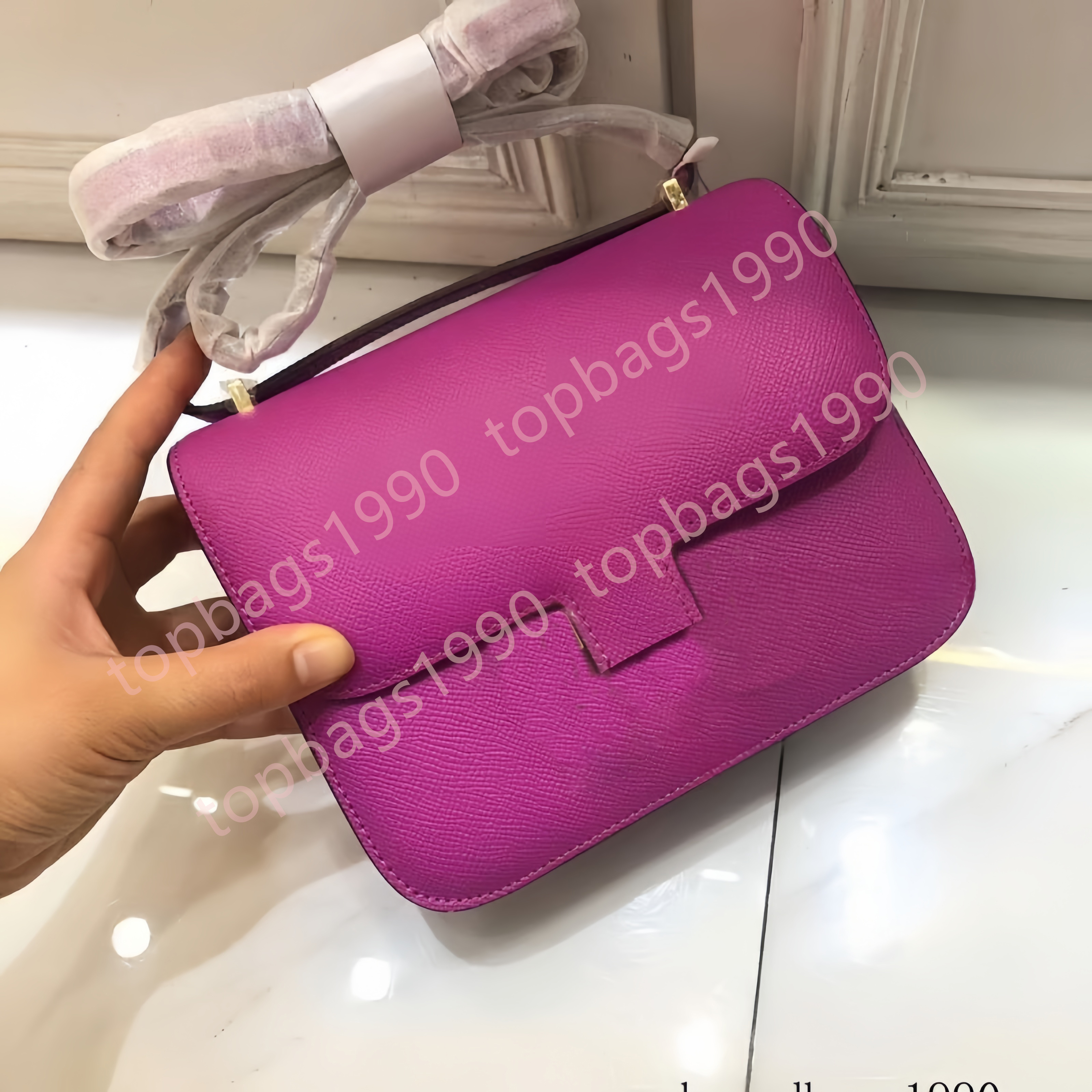 19 24cm Top Designer Luxury Flap espom Bag Genuine leather cowhide bag quality Fashion Handbag Women Shoulder Lady tote Gold Silver Hardware dust bag horse scarf