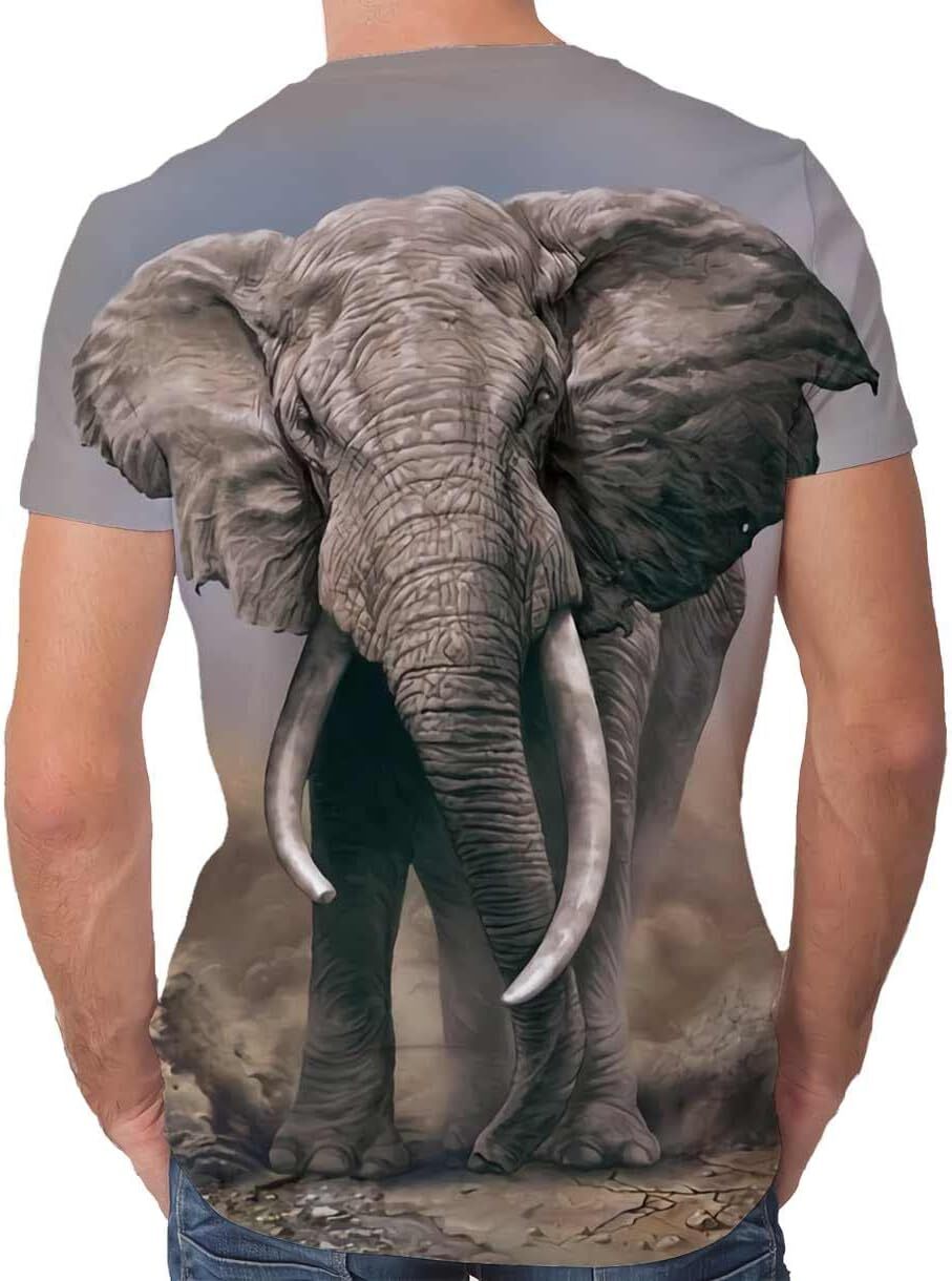 Mens T shirt Soccer T Shirts for Men,3D Printed Graphic Short Sleeve Tees tee Casual tops summer clothes Elephant pattern