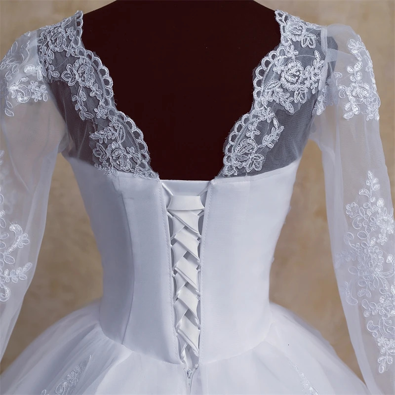 Y M V Neck Full Sleeve Customized Plus Size Vestido De Noiva 2025 Wedding Dress Long Train or Floor Appliqe Bridal Tulle Mariage 250224