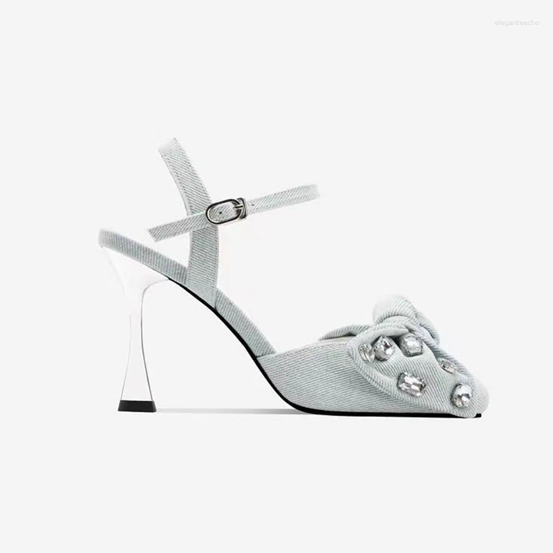 2025 S Fashion Designer Sandals Bow Women S Crystal High Heels Elegant Shoes Cowboy Pumps Slippers Party Dress Brand Woman Atillas