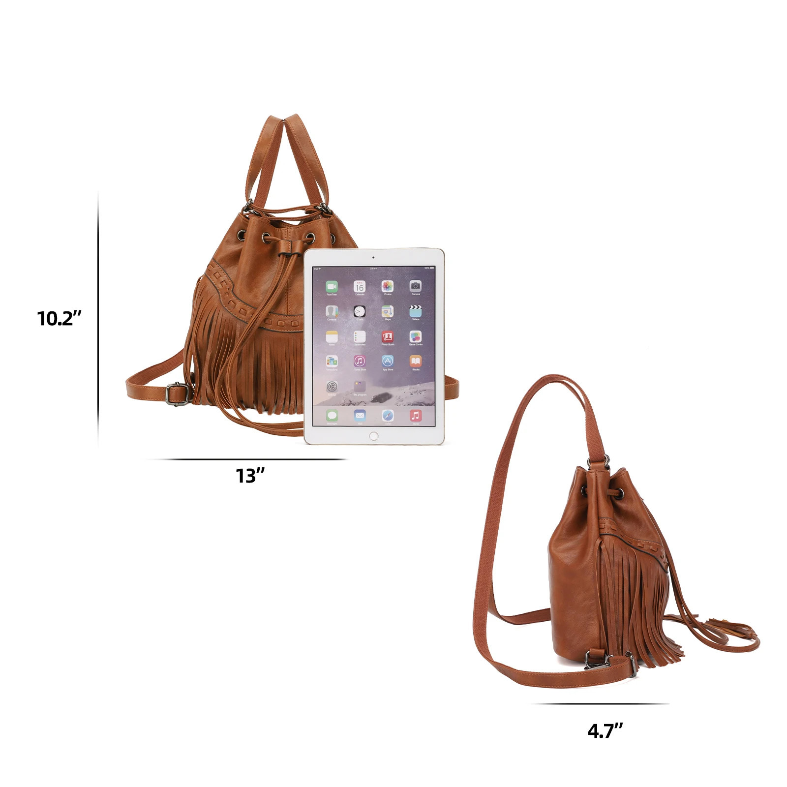 Ship from US KL928 Bucket Bags for Women Backpack Purse Fringe Purses with Drawstring Ladies Tassel Hobo Bag Shoulder Handbags 250227FBB