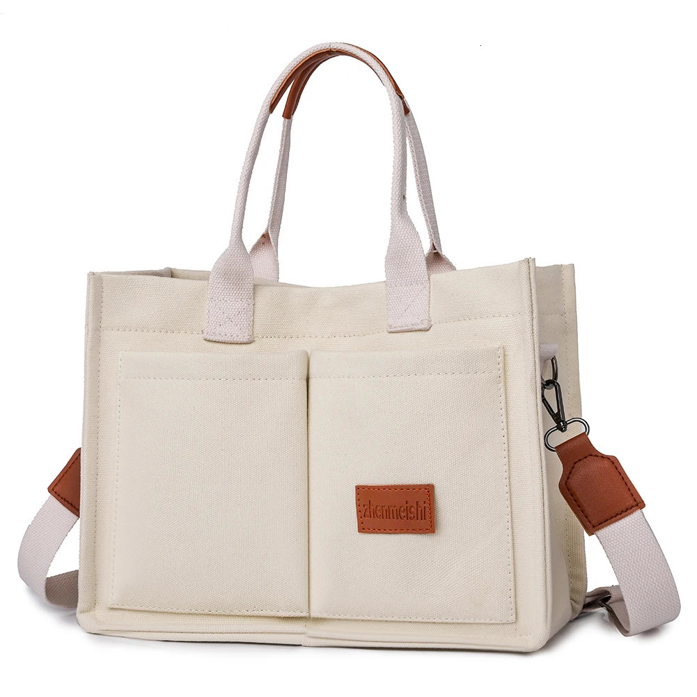 Ship from US Large Capacity Canvas Tote Bags for Women Work Commuting Carrying Bag College Style Student Outfit Book Shoulder Shopper 250227FBB