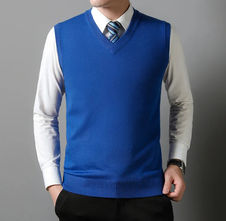 Mens Autumn Sweater Vest Vneck Warm Knit Sleeveness Tank Clothes Pullover Tops 250225