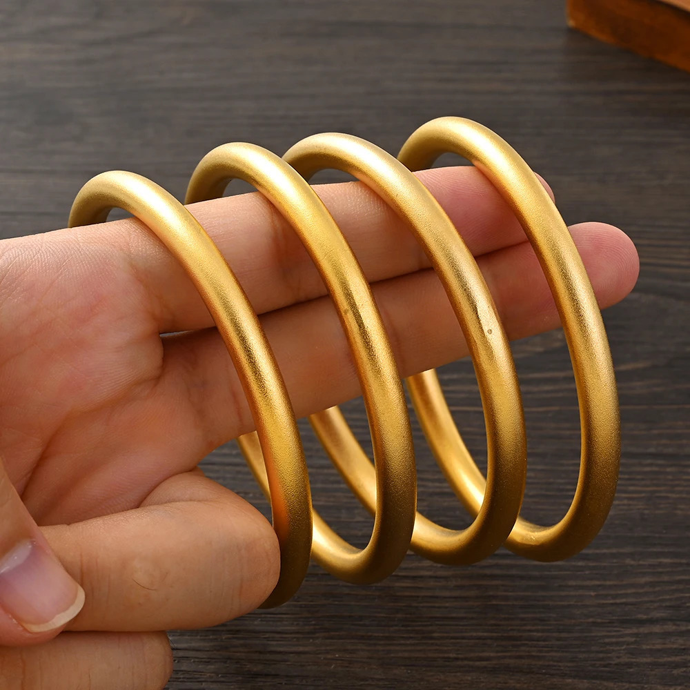 65mm Gold Color Bangle Bracelet Africa Arab Assemble Wholesale Fashion Abrasive Blasting Woman Men Nicely Jewelry Gift 250227