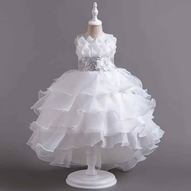 Girl's Dresses Fashion Pure Flower Girl Wedding Dress Sleeveless Lace Mesh Princess Dress Summer Girl Party Dress 3-12 Years Y250227LQO1