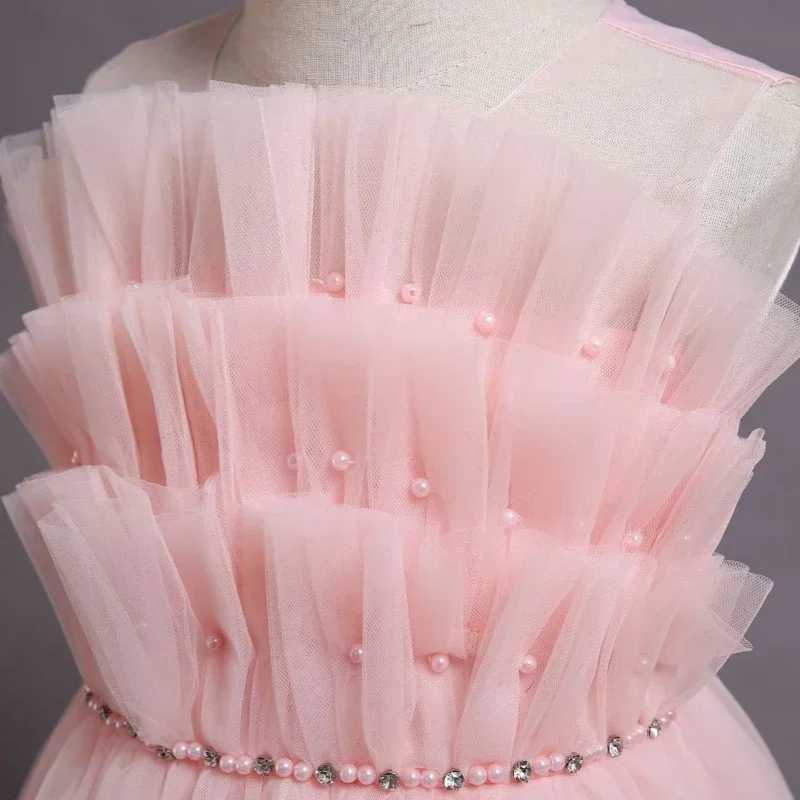 Girl's Dresses Kids Festive Girl Bridesmaid Luxury Princess Dresses Children 4 8 To 12 Years Parties Junior One Piece Tulle Party On Clothes Y250