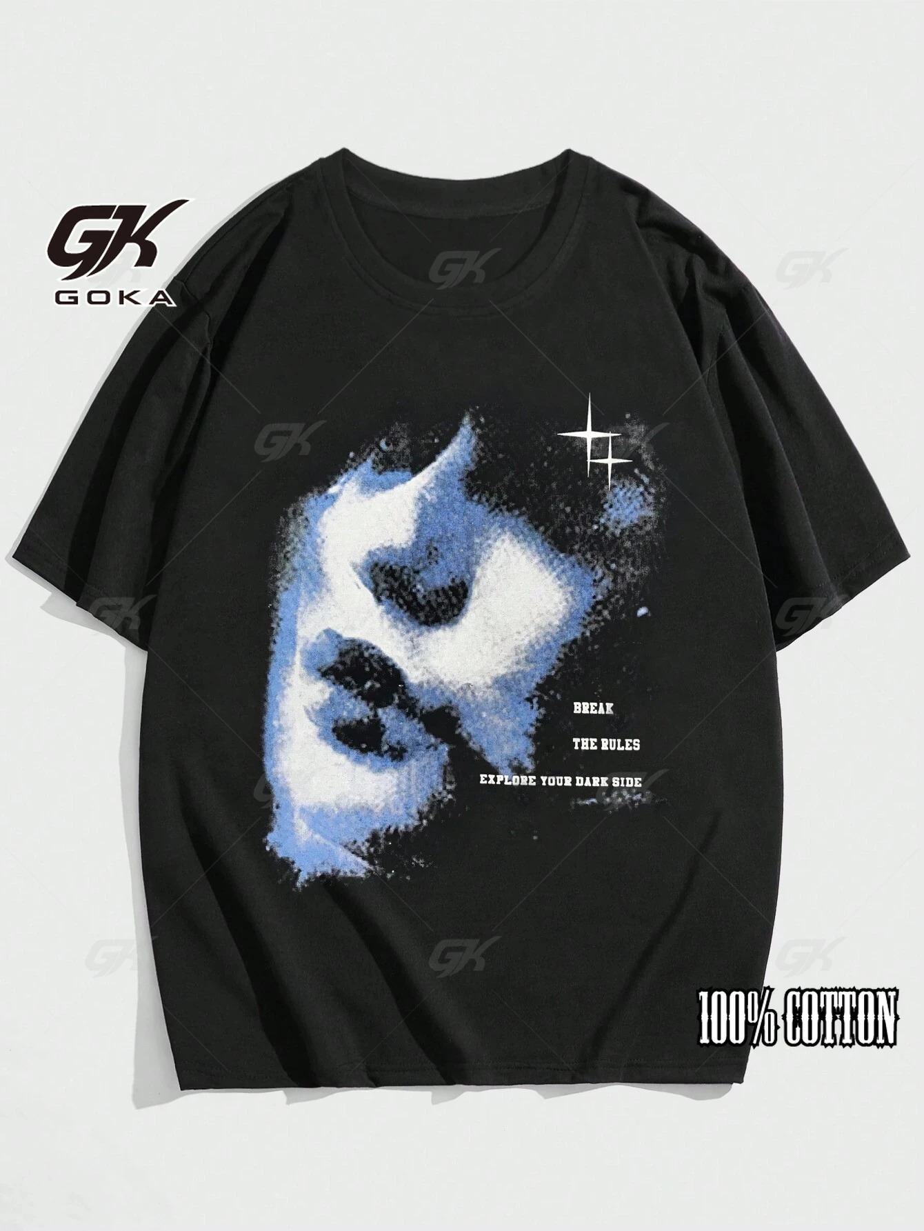 Portrait Grunge Punk Printed Y2k Character Unisex Mens and Womens Cotton Tshirt y Fashion Retro Top Short Sleeve Classic 250226