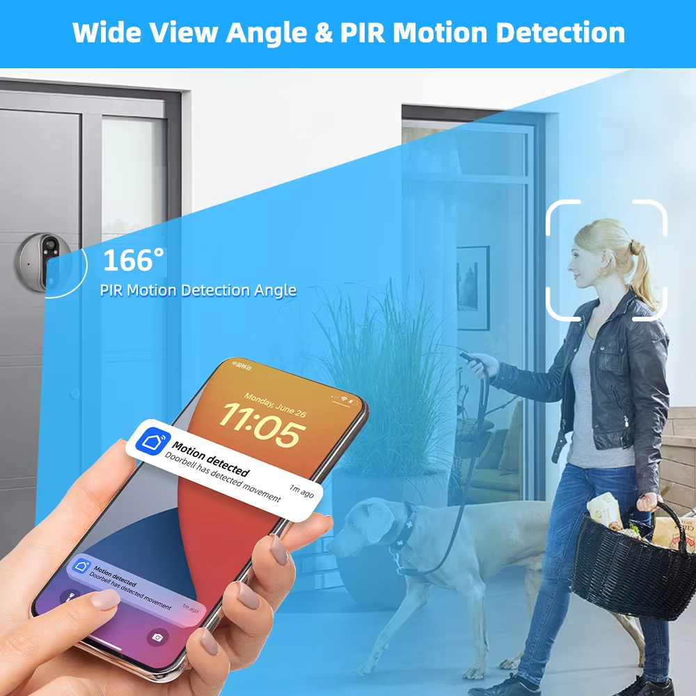 3MP WiFi Smart Peephole 5000mAh Doorbell Door Eye Camera Infrared Video Intercom Door Cameras Home Security