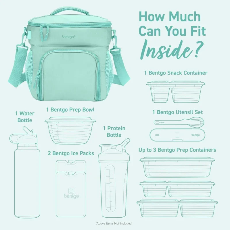 Ship from US Prep Deluxe Insulated Multimeal Bag Lunch Box Holds 5 Meals Premium Insulation up to 8 Hrs DurableResistant L w250227FBB