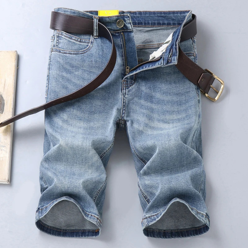 Summer Stretch Thin Bermuda Masculina Cotton Denim Jeans Men Knee Length Soft Ropa Hombre Shorts 250226