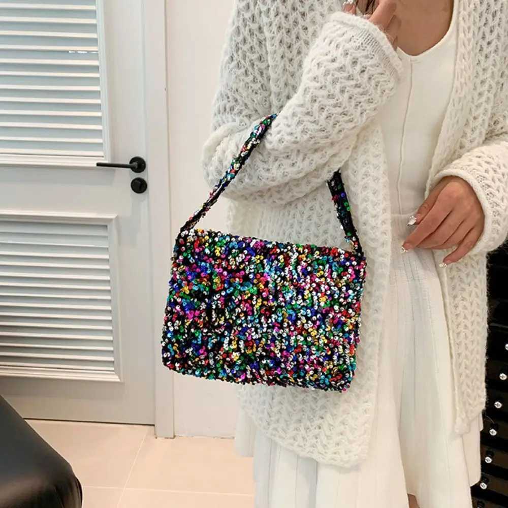 New Arrival Solid Color Sequins Crossbody Bag Korean Style Phone Bag Sequins Shoulder Bag Underarm Bag Handbag Evening Clutch Bag T250227