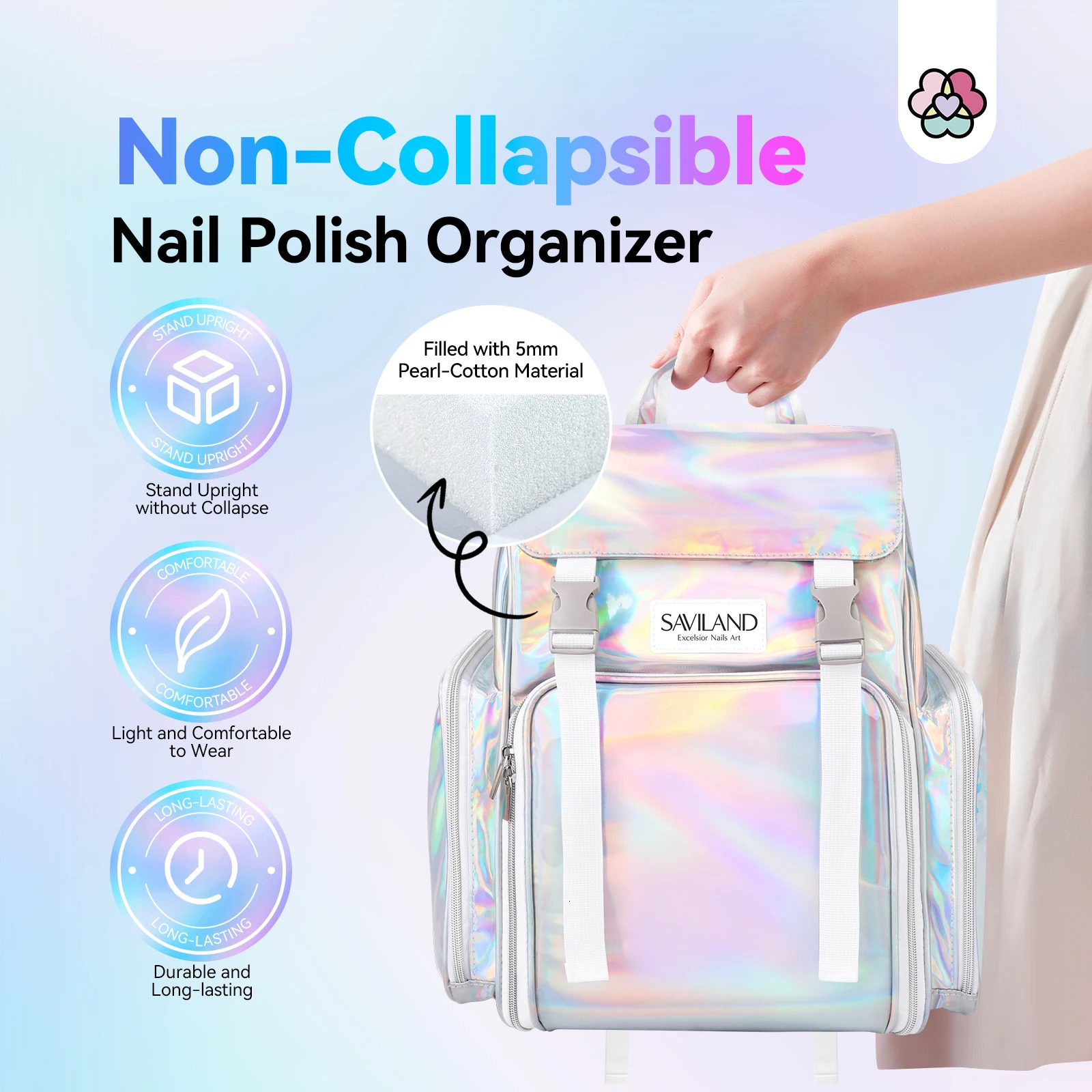 Ship from US Saviland nail polish storage bag 70 bottles of large capacity organizer box multi spacing bottle clipper tool 250227FBB