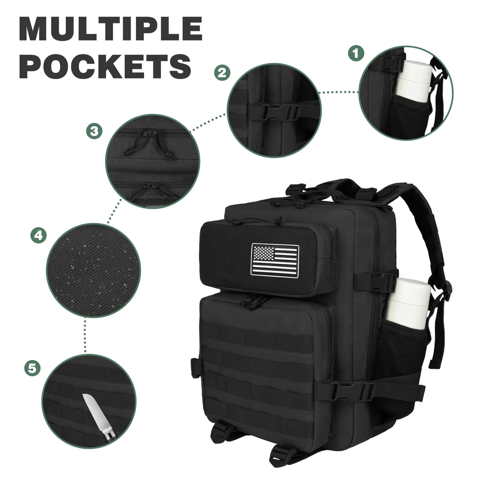 Ship from US 25L Small Military Tactical Backpack For Men Woman Molle Army Pack Survival Bug Out Bag Hiking 250227FBB