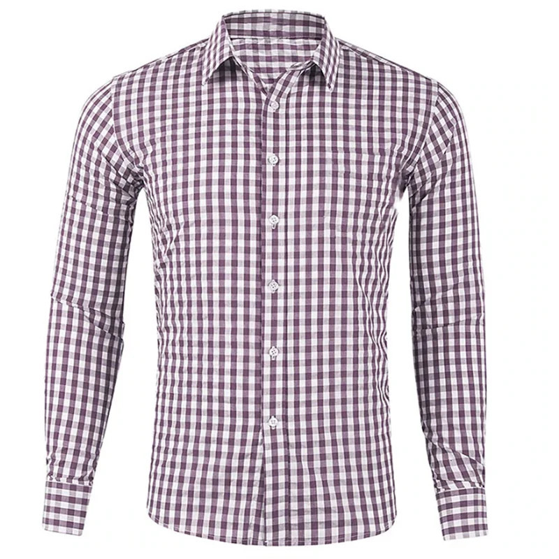 Mens shirt buttonup red blue long sleeve plaidcheck lapel street resort printed clothing fashion casual Hawaii 5XL 250226