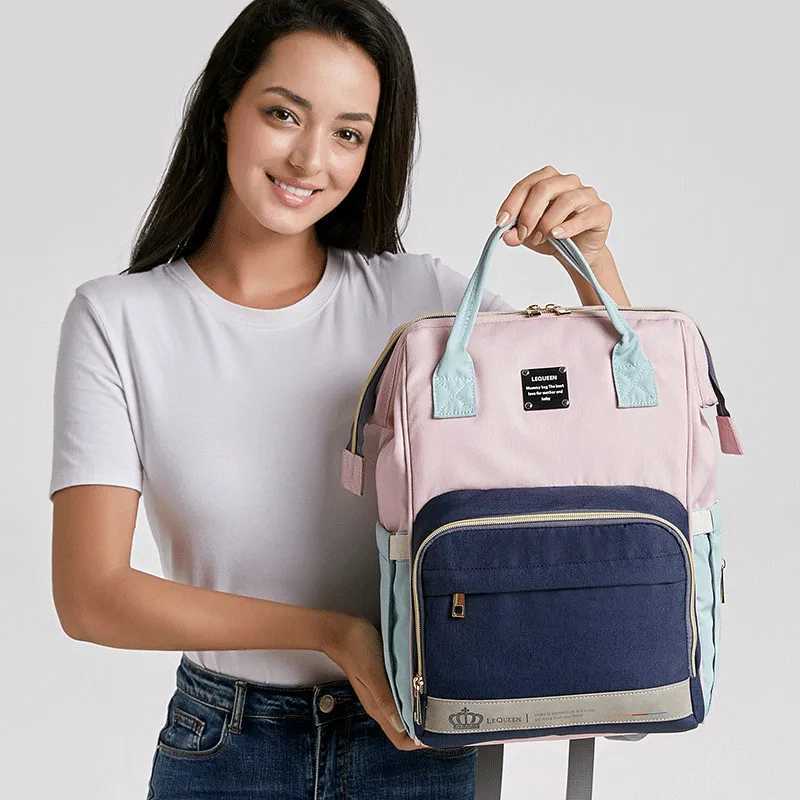 Diaper Bags Lequeen Fashion Mummy Maternity Nappy Bag Brand Large Capacity Baby Bag Travel Backpack Designer Nursing Bag for Baby Care Y250227XAP2
