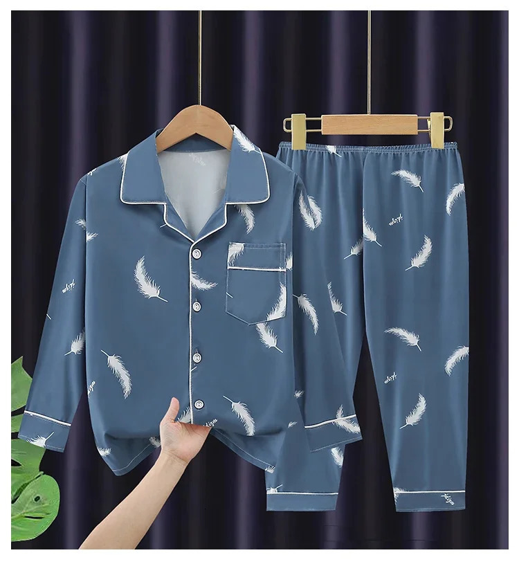 Teenager Boy Girl Pajamas Set Kids Spring Autumn Print Cute Cotton Sleepwear Long Sleeve Birthday Gift School Loungewear 3-16Y 250227