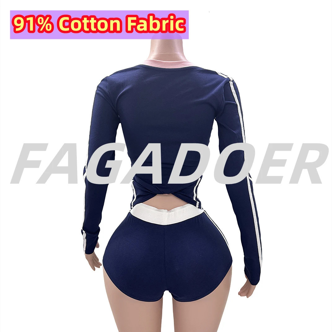 FAGADOER Retro Y2K Cute Letter Print 2 Piece Sets Women Outfit High Quality Top Drawstring Sporty Shorts Suit Female Streetwear 250227