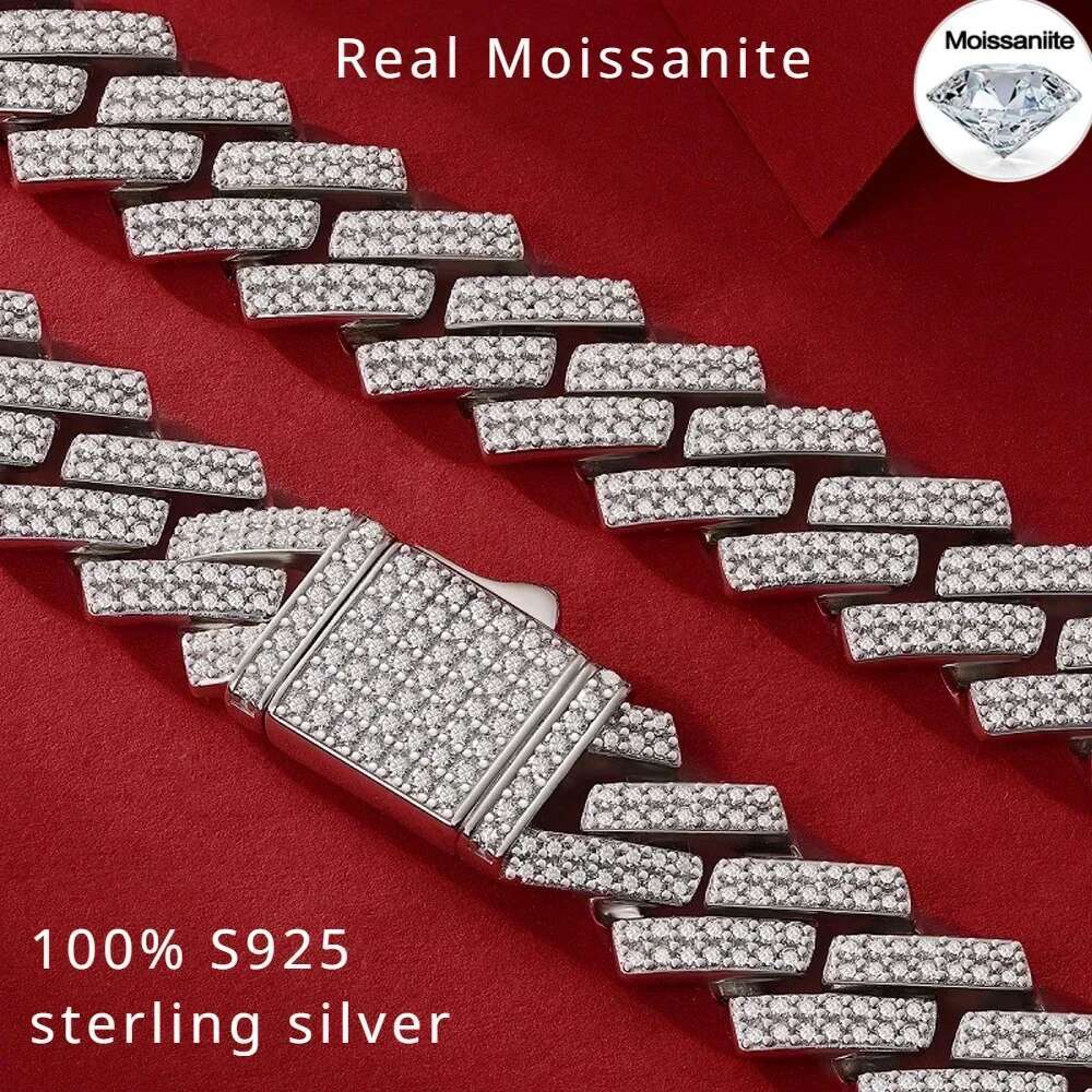 14mm Full Moissanite k Necklace Bracelet GRA Certified 100% Sterg Sier Hip Hop Cuban Jewelry for Men Women