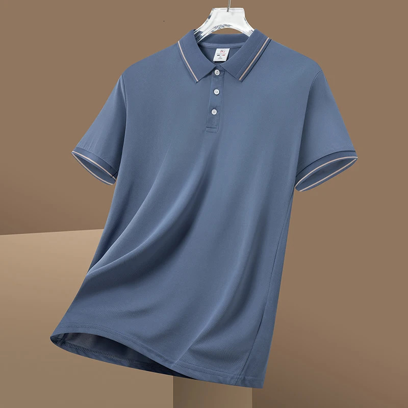 Value summer polo shirt mens short sleeved ice silk polo mens version high-quality lapel T-shirt mens light business t-shi 250225