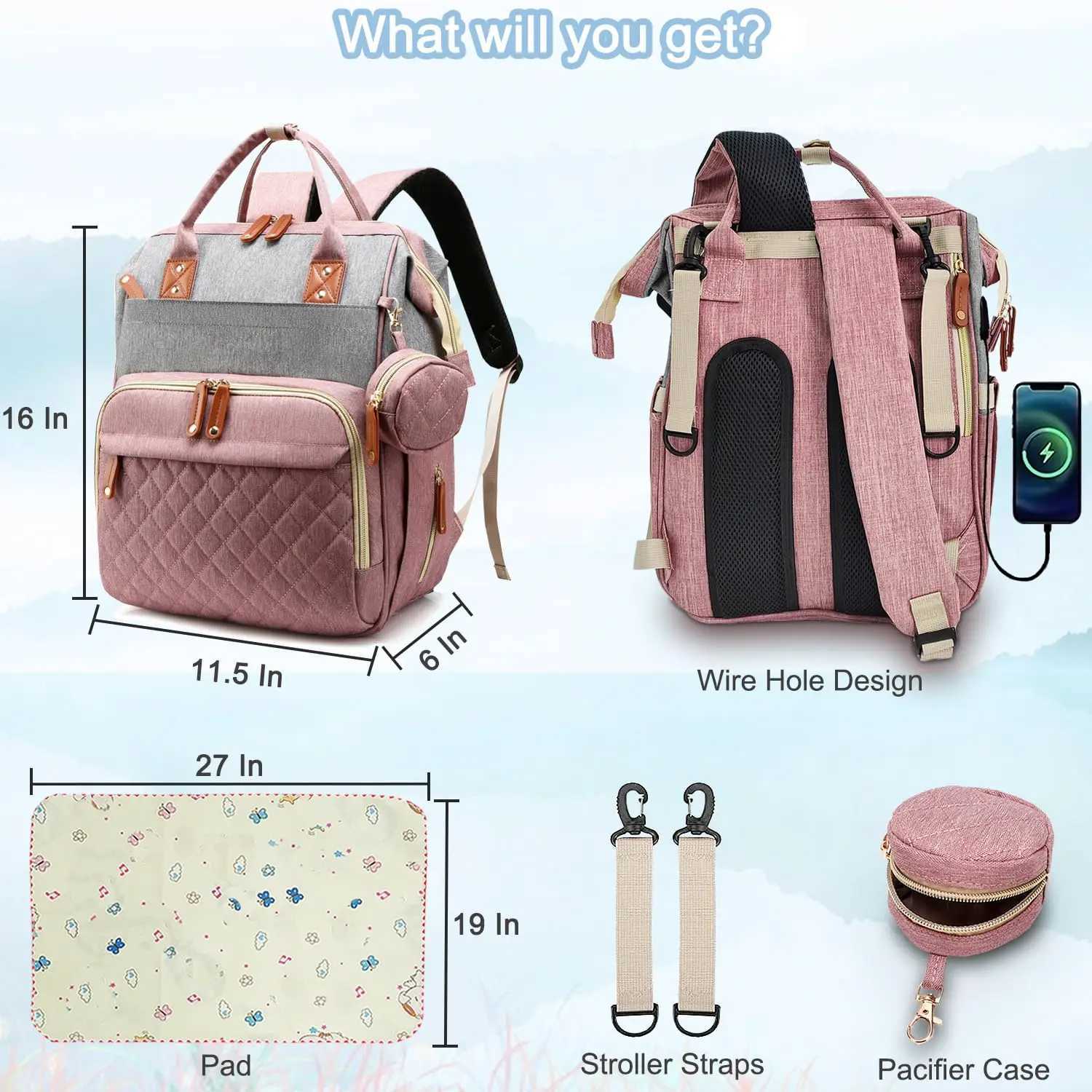 Diaper Bags Unisex Fashion Pacifier Case Changing Pad Large Capacity Mummy Backpack Diaper Bag For Travel Y250227VFYM