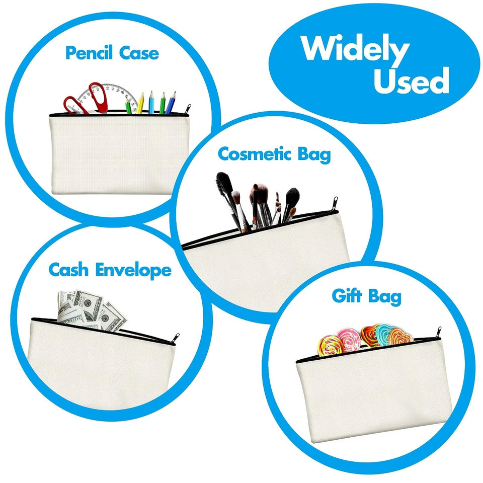 Ship from US 15 Pcs HighQuality Cotton Canvas Zipper Bags Unique DIY Craft n Versatile for Pencils Makeup Cosmetics Toiletries 250227FBB