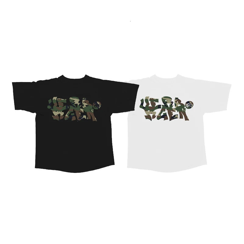 Y2K Trend Graffiti Camo T-Shirt Army Camouflage Character Print Streetwear Retro Gothic Clean Fit Unisex Oversized Short Sleeve 250225