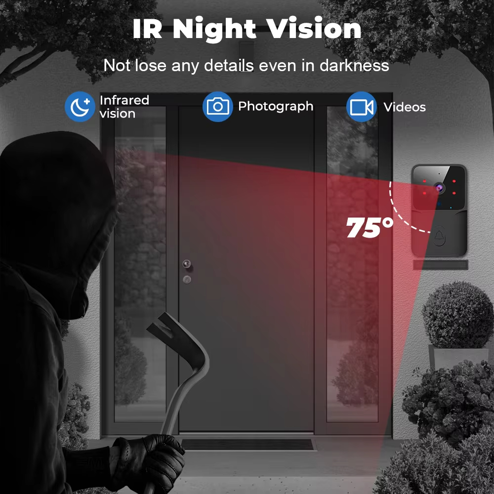 WiFi Doorbell Home WiFi Wireless Doorbell DC AC Battery Powered Camera Bell with Doorbell Camera