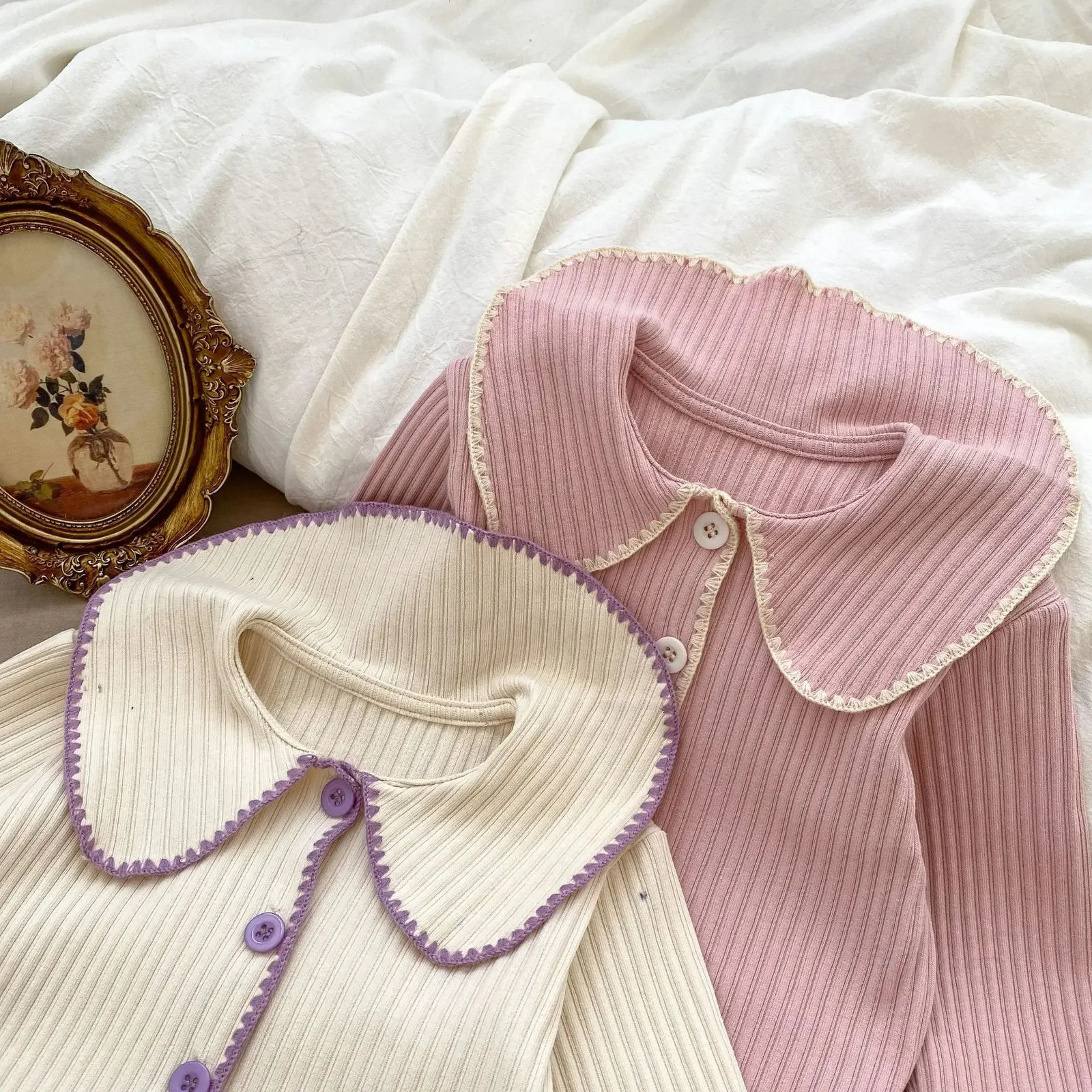 Baby Clothing Set Autumn Knitted Girls Set Collar Long Sleeve CardiganPants 0-3 Year Childrens Two Piece Set 250227
