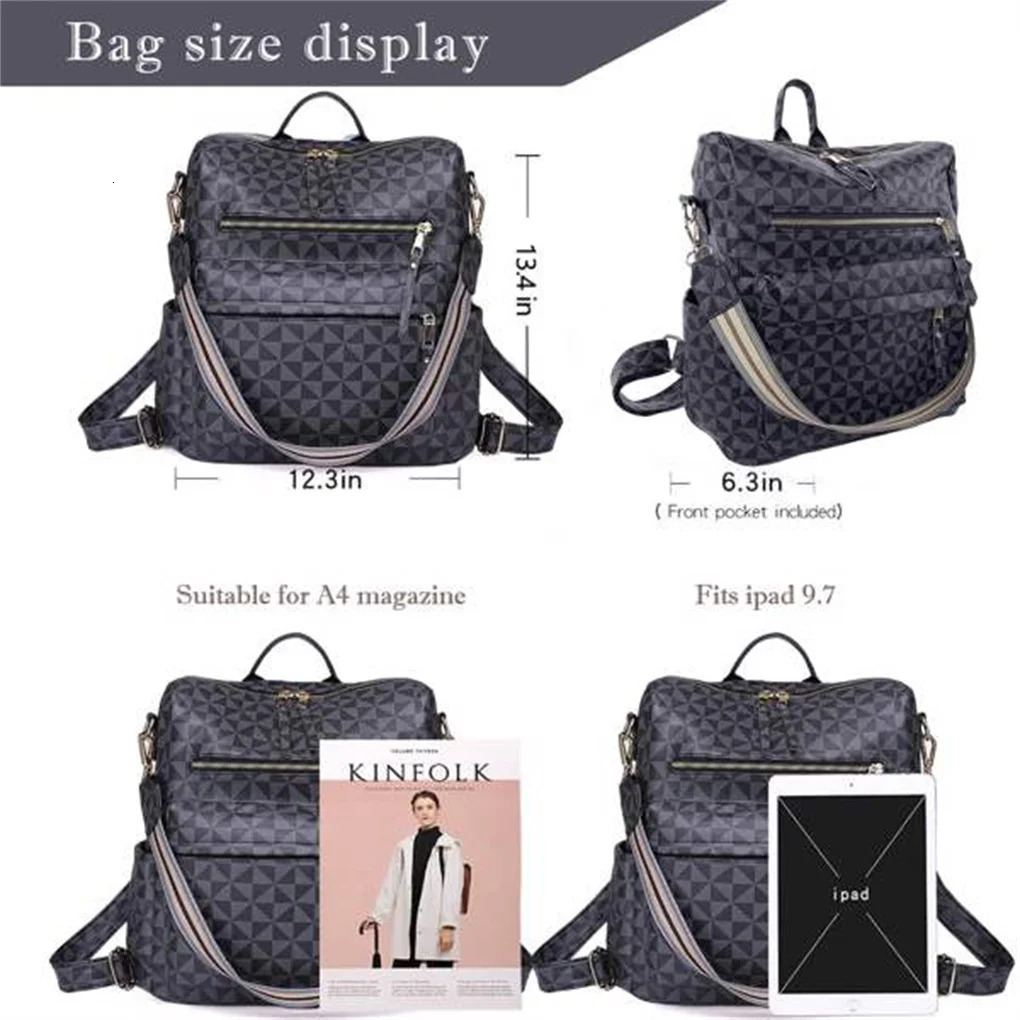Ship from US Womens Backpack Purse Leather Travel Fashion Convertible Large Ladies College Shoulder Bag 250227FBB